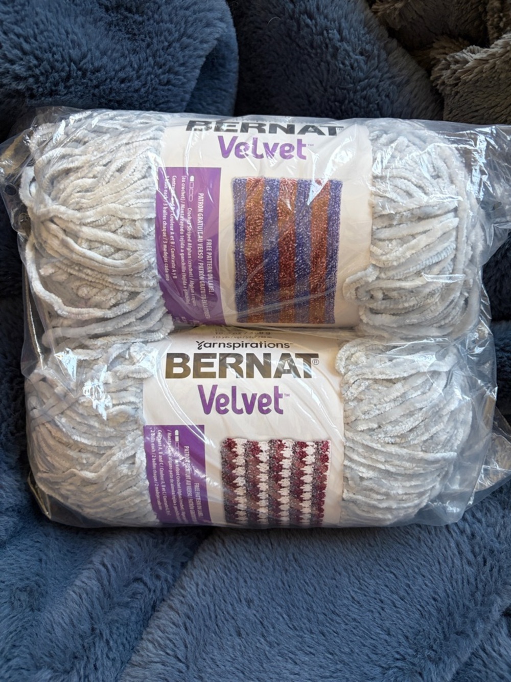 Bernat Velvet Plush Yarn - White - 2 Pack
